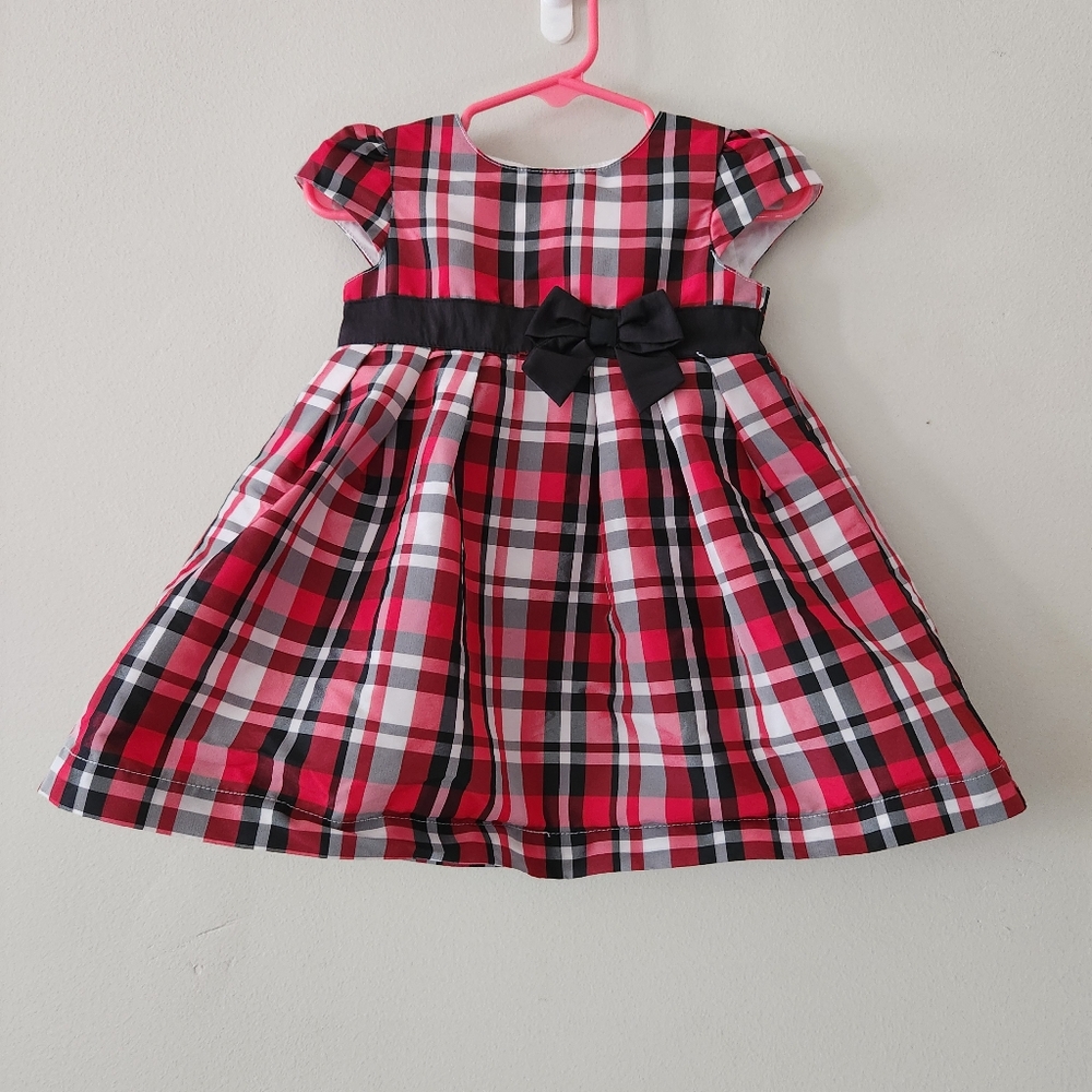 Carters Red Plaid Baby Girl Dress with Bow 9 Month Holiday Christmas Formal 9M